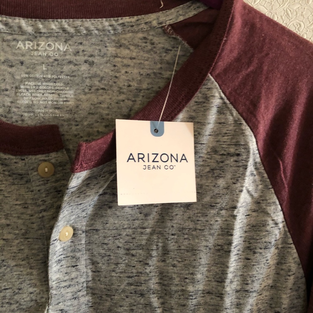 Arizona Men’s large long sleeve shirt gray/plum - Picture 3 of 4